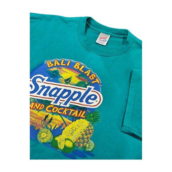 VTG Snapple Bali Blast Short Sleeve T-Shirt Teal Fruit‎ Jerzees USA Adult XL